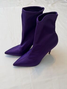 Women's Pointed Toe Purple Stretch Sock Boots